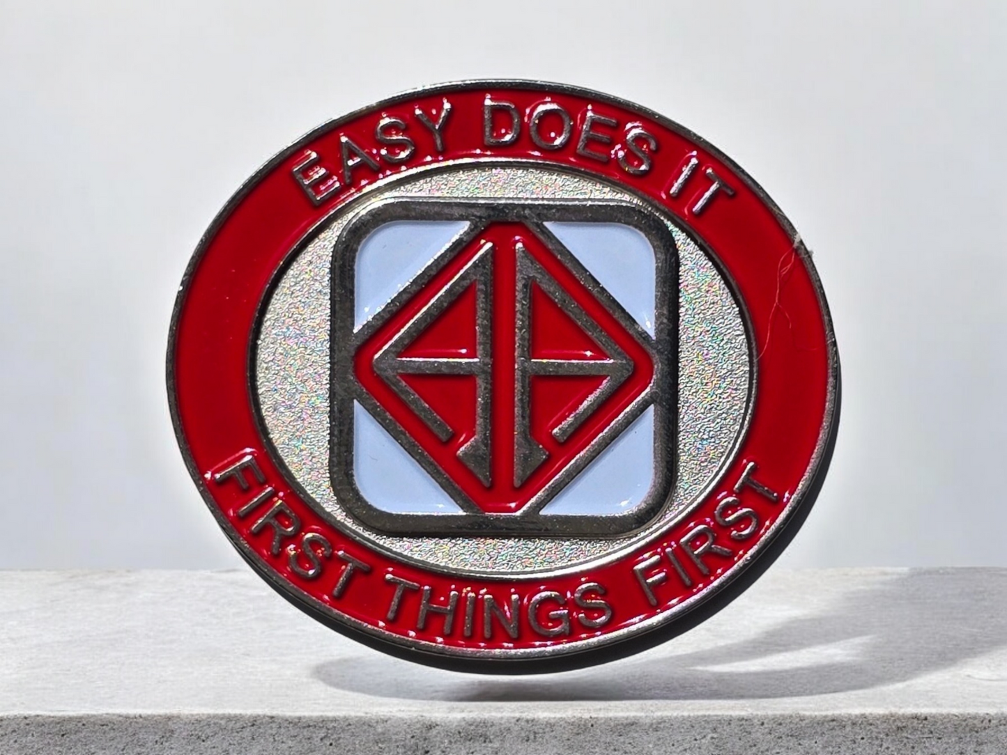 Red White and Silver Medallion