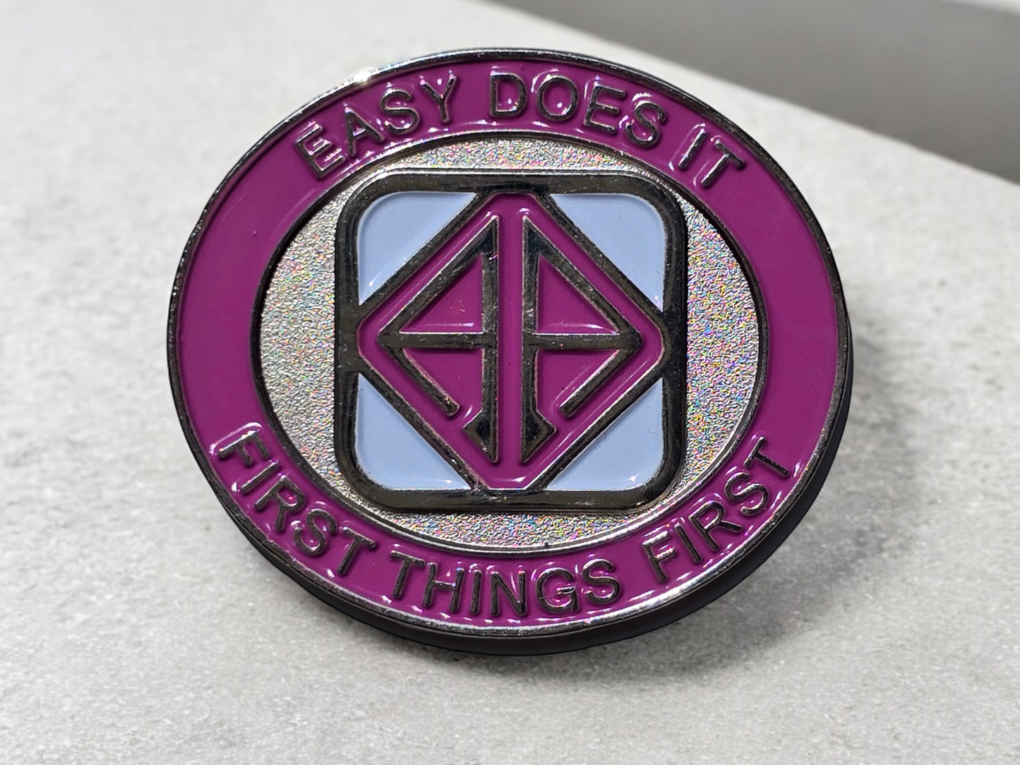 Pink White And Silver Medallion