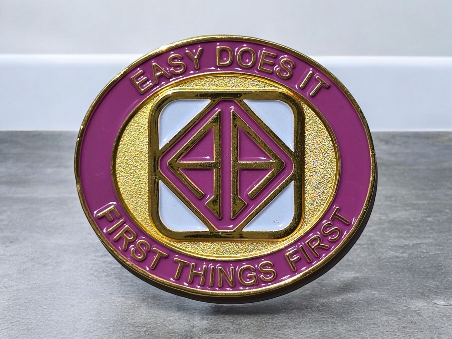 Pink White and Gold Medallion