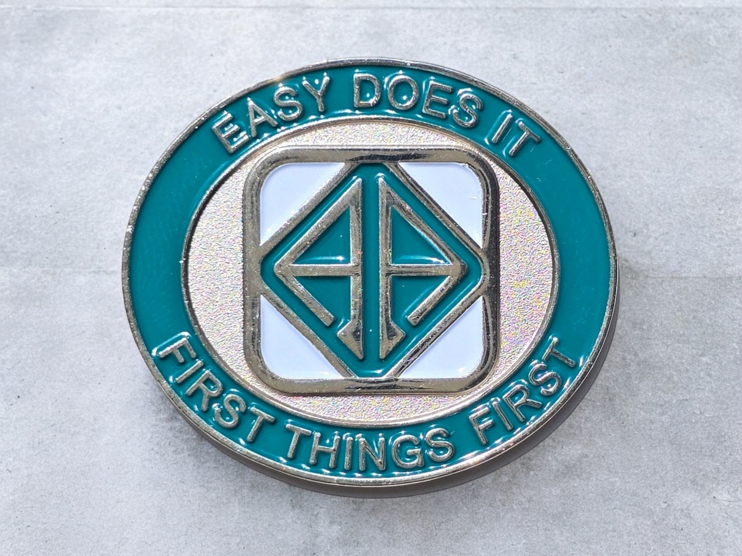 Green White and Silver Medallion